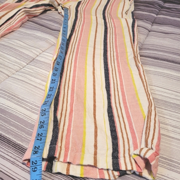 Old Navy colorful Striped pants pull-on elastic drawstring linen blend Women's L - Picture 11 of 11